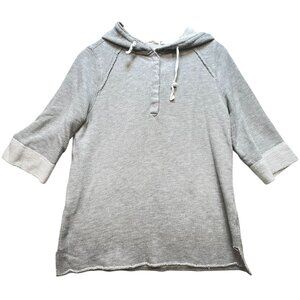 Soft Surroundings Women's French Terry Pullover Hoodie 3/4 Sleeve Size M Gray